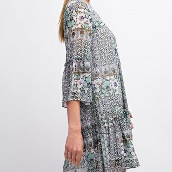 DROP WAIST RUFFLE HEM DRESS - Picture 3 of 4